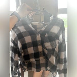 Cropped plaid button up